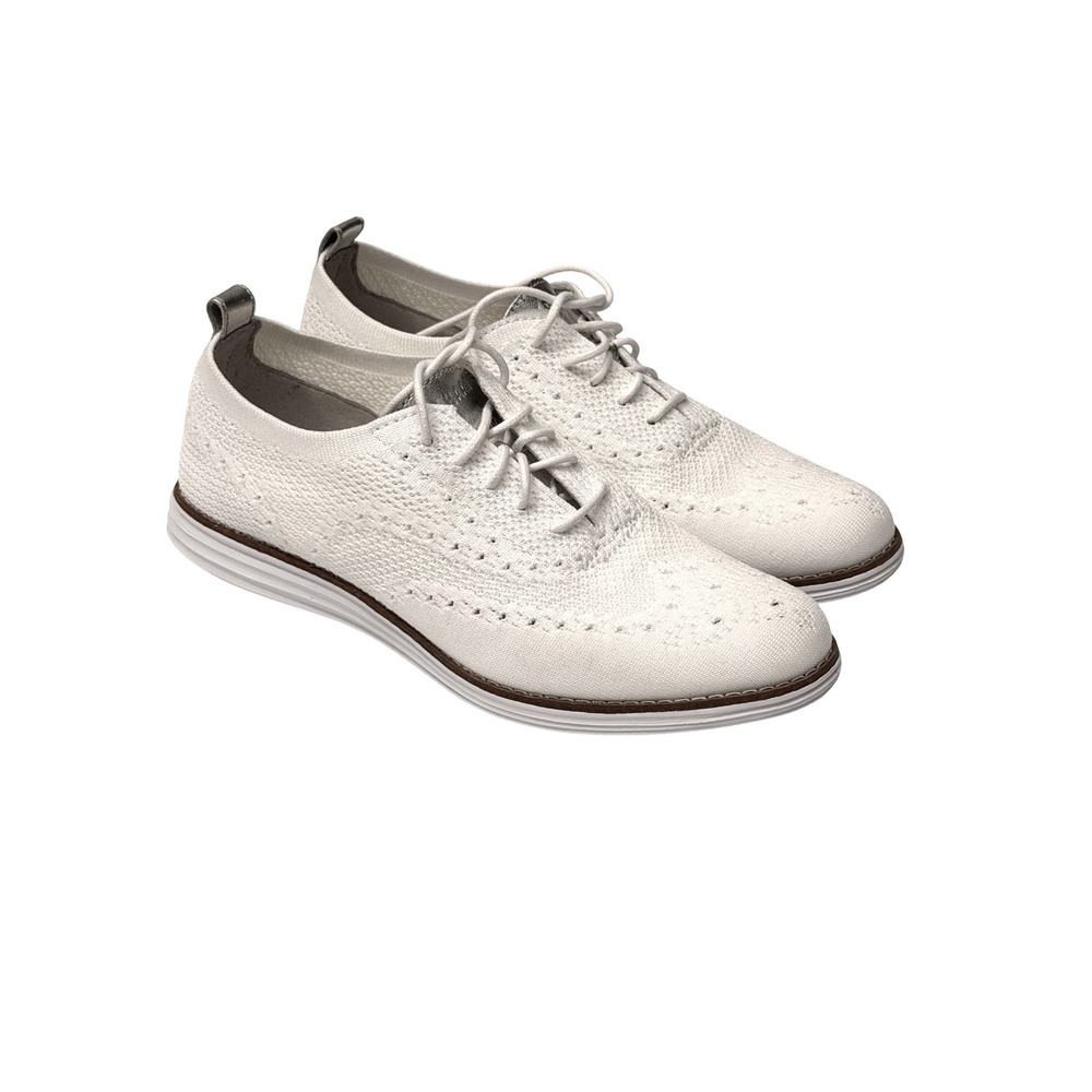 Cole Haan Zerogrand‎ Wingtip Oxford Knit Sneakers White Women US 8